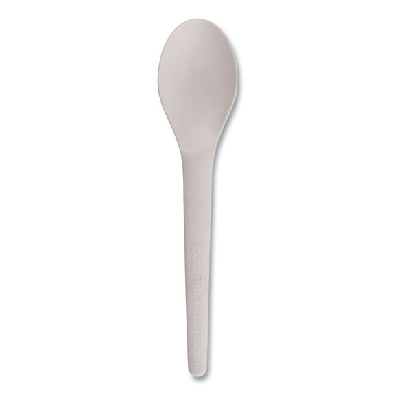 Eco-Products Plantware Compostable Cutlery, Spoon, 6", Pearl White, 50/Pack, 20 Pack/Carton