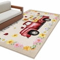 thumbnail image 2 of Area Rug for Living Room, Farmhouse Flowers Non-Slip Indoor Large Carpet for Bedroom/Dining Room, Botanical Floral Ladybirds Truck Washable Low-Profile Rectangle Floor Mat Runner Rugs - 3 x 5 Ft, 2 of 7
