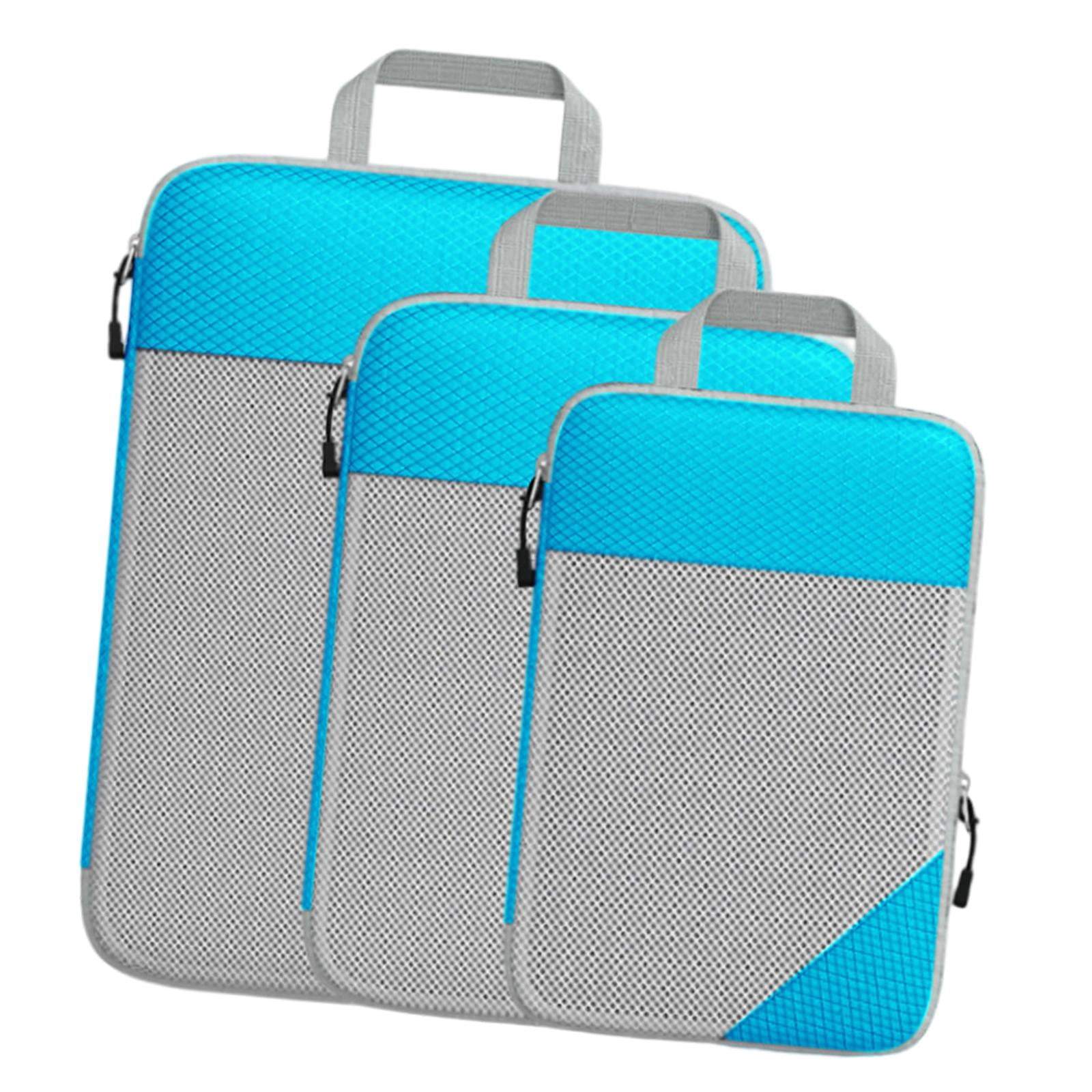 Compression Packing Cubes 3 Pieces Portable Luggage Organizer widening Hand Strap Lightweight and Easily Identifying for Women and Men
