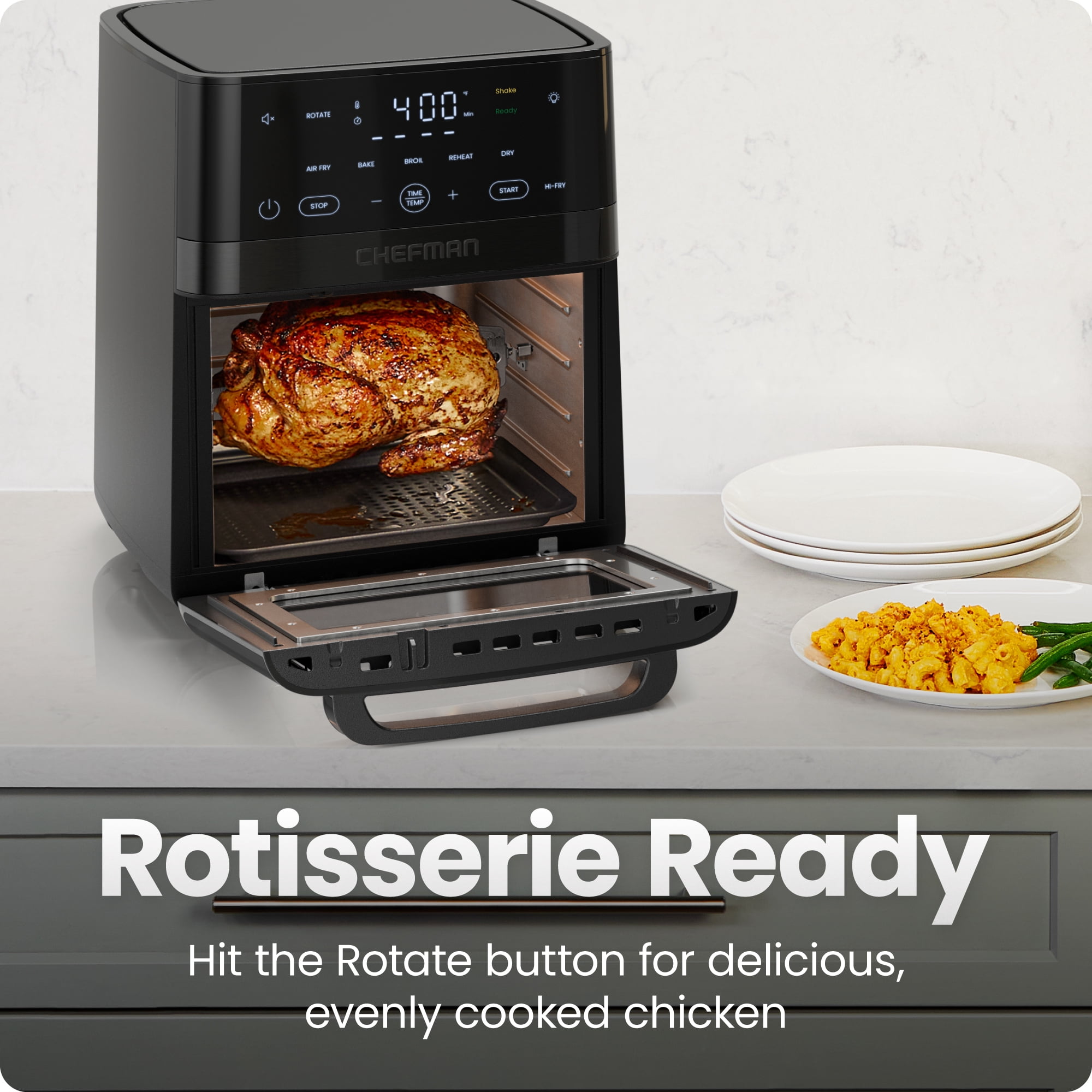 Chefman 14-Quart Multifunctional Air Fryer+ with 5 Cooking Functions – Black