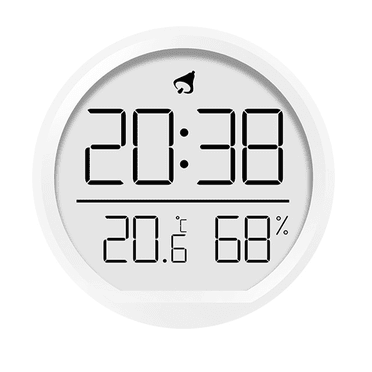 DESIGNICE Alarm Clock Date Display Wall Clocks Battery Operated Humidity Display Digital Clock Wall White