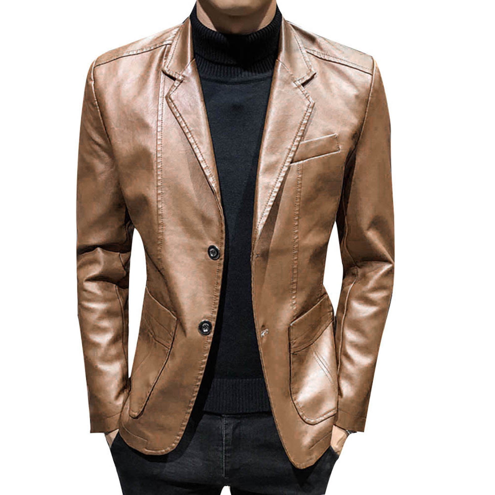 Brown leather suit jacket Clearance