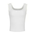 thumbnail image 5 of AherBiu Going out Tops for Women Ribbed Cropped Tank Tops Slim Lace Square Neck Cami Shirts Undershirt, 5 of 6