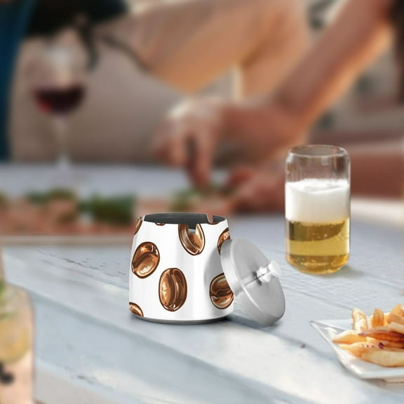Coffee Bean Ashtray with Lid Cigarette Ashtray Stainless Steel Ash Tray Ash Holder for Home Outdoor