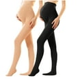 thumbnail image 3 of Frostluinai 2-Pack Women's Opaque Maternity Pantyhose Fleece Lined Thermal Tights Over The Belly Stretchy Pregnancy Leggings, 3 of 4