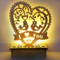 thumbnail image 2 of Bangcool Wedding Night Lamp Wooden Hollow Heart Shape LED Table Light Table Decoration, 2 of 7