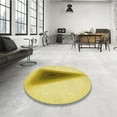 thumbnail image 4 of Ahgly Company Machine Washable Indoor Round Transitional Bold Yellow Area Rugs, 6' Round, 4 of 7