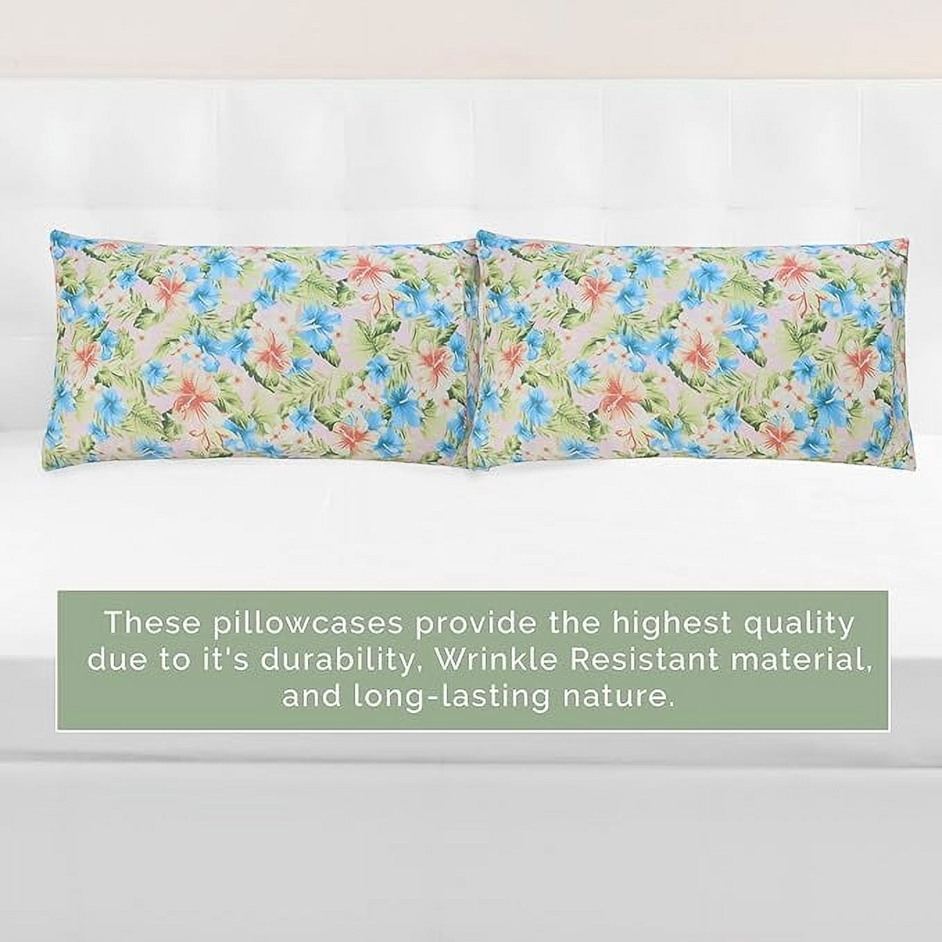 Elegant Comfort Set of 2 Ultra Soft Floral Pint Pillowcases - 1500 Hotel Quality Microfiber, Smooth Envelope Closure - Standard/Queen, Magnolia