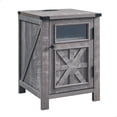 thumbnail image 7 of T4TREAM Farmhouse 3-Tier Nightstand with Charging Station, 18" Rustic End Table with Barn Door for Living Room, Bedroom,Grey, 7 of 7