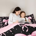 thumbnail image 4 of Erosebridal Kids Princess Ribbon Twin Bedding Sets 7-Piece, Butterfly Knot Bedding Comforter Set, Black Pink, 4 of 7