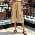 thumbnail image 4 of Miluxas Women's Plus Size Wide Leg Capri Pants High Waist Drawstring Business Casual Loose Cropped Culottes with Pockets Lightweight Breathable Khaki, 4 of 6