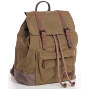 TimberWolf Vintage Daypack Backpack w/ Waxed Canvas, Laptop Compartment, Water-Resistant Lining, Leather Trim, Adjustable Straps & Front Zipper Pocket – The Daypack