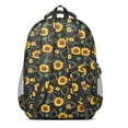 thumbnail image 3 of Black Sunflower Backpack for School,Cute School Bag,Schoolbag with Adjustable Shoulder Straps & Padded Back,16.9 Inch, 3 of 5