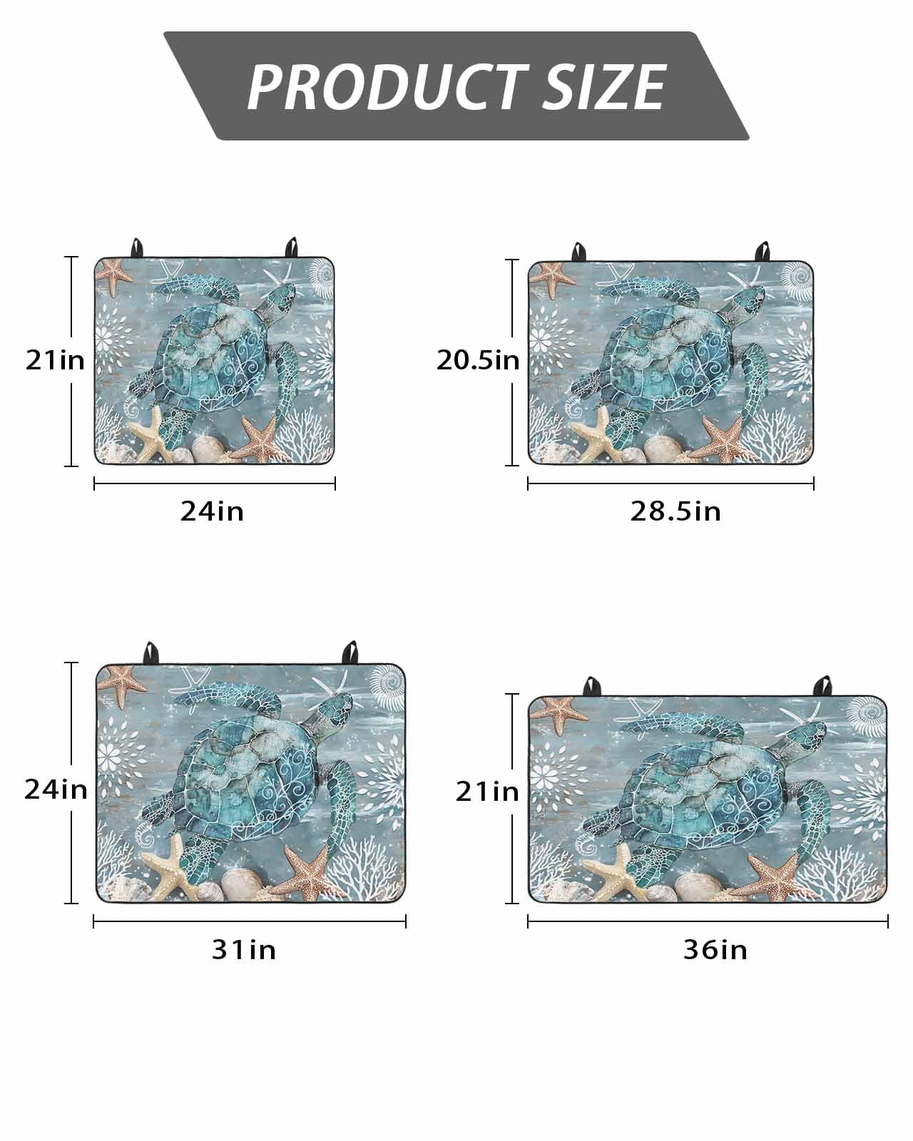 Stove Top Covers for Electric Stove, Blue Turtle Coastal Glass Stovetop Cover Protector, Summer Beach Ocean Starfish Coral Induction Cooktop Protector Oven Mat for Kitchen Countertop 24"x21"