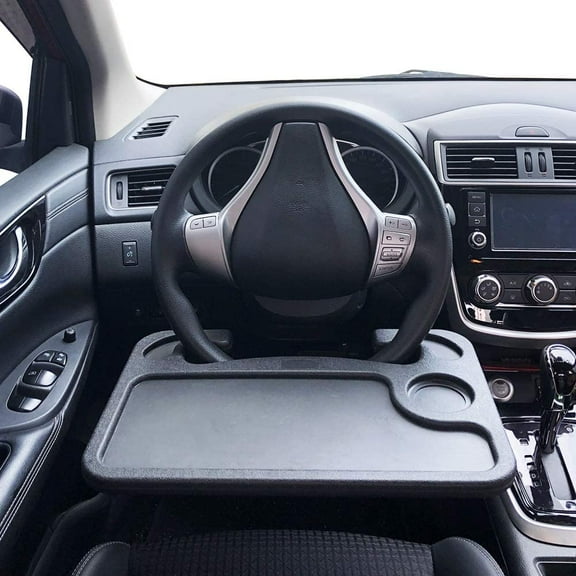 MINI-FACTORY Food Tray for Car Steering Wheel Eating Tray Desk Table for Food Drink Notebook Laptop - Black