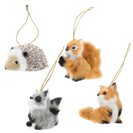 

4pcs Decorative Plush Pendant Animal Shaped Hanging Ornament Home Hanging Decor
