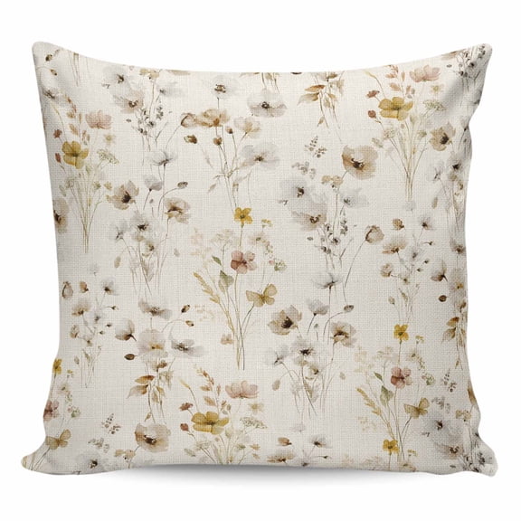 Throw Pillow Covers 24x24 Inch, Vintage Spring Floral Decorative Pillow Cases for Couch Sofa Bed, Summer Botanical Rustic Cotton Linen Square Home Decor Pillowcases with Hidden Zipper