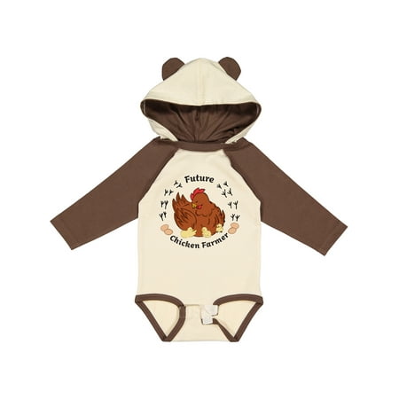 

Inktastic Future Chicken Farmer-Mother Hen and Chicks Gift Baby Boy or Baby Girl Long Sleeve Bodysuit