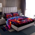 thumbnail image 1 of Erosebridal Neon Red Gamepad Full Sheet Sets, Geometric Circuit Board Bedding Full Size 4-Piece, 1 of 7