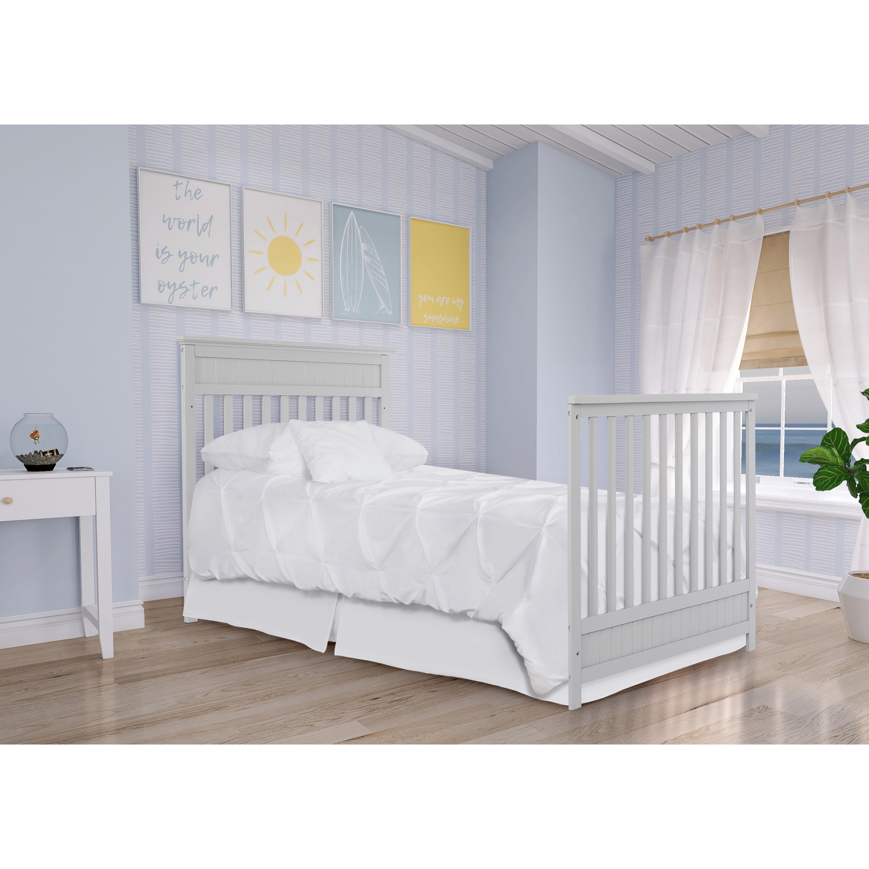 Dream On Me Mini Crib Bed Rail, Grey