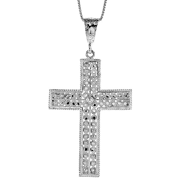 925 Sterling Silver Cross Charm Pendant 54mm