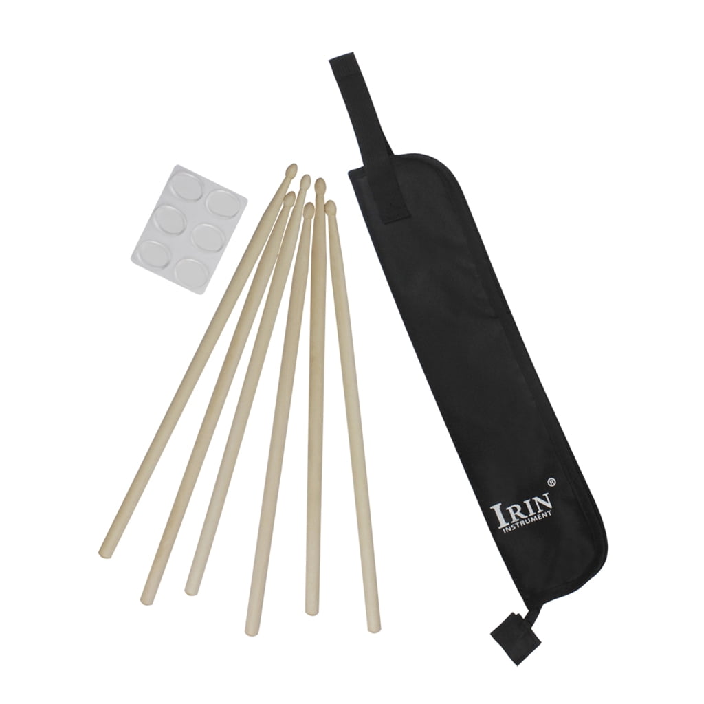 ANXPTIME 3 Pair 5A Maple/Nylon Drumsticks with Bag&Mute Stickers Simple Drum Sticks Percussion Accessories Drummer Gifts
