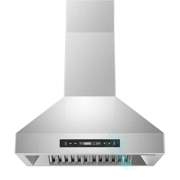 900CFM 30 inch Wall Mount Range Hood Stainless 3-Speed Fan Dishwasher Clean Filter 120V