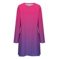 thumbnail image 7 of Annhoo Mini Dresses for Women Fall Casual Long Sleeve Round Neck Silt Dress Fashion Gradient Colour Dress, 7 of 7