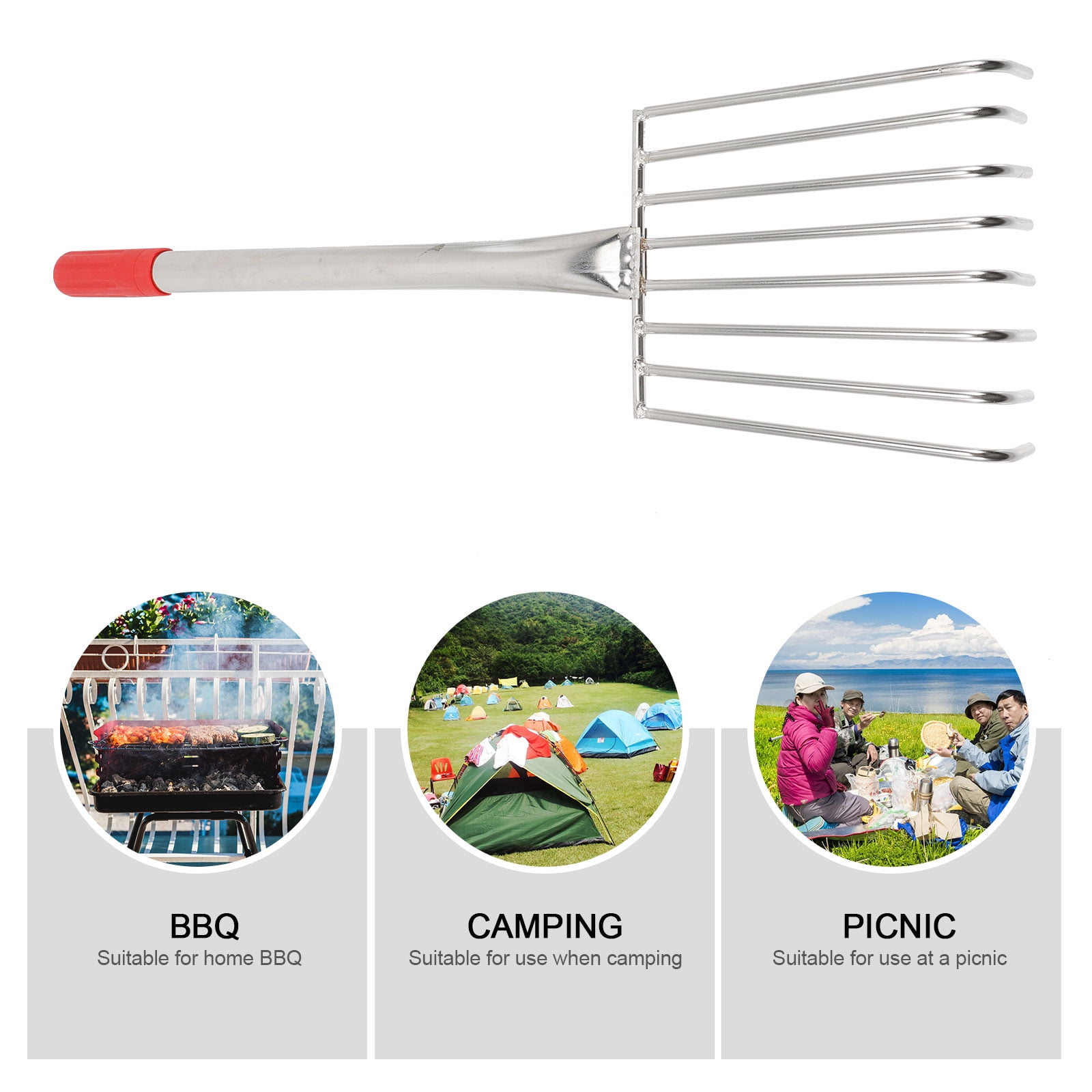 FONDOTIN Stainless Steel Hand Rake with Claws for Garden, Beach, and Outdoor Use - Lightweight, Easy to Handle Tool