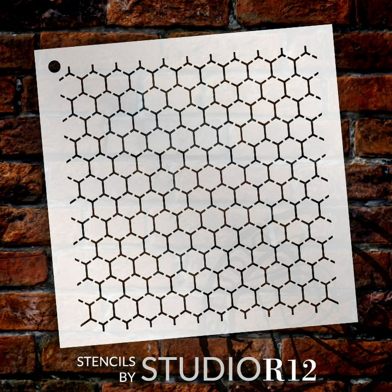 Reverse Honeycomb Stencil by StudioR12 Country Repeating Pattern Art -  Medium9 x 9-inch Reusable Mylar Template Painting, Chalk, Mixed Media Use  for Crafting, DIY Home Decor - STCL1027_2 