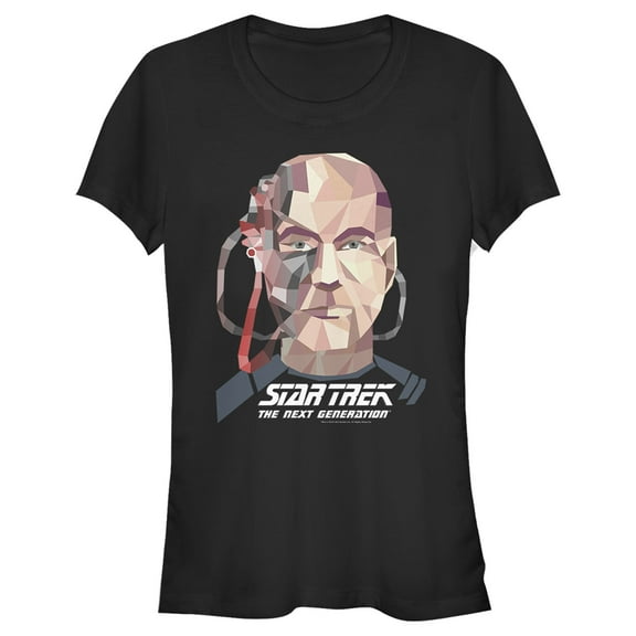 Junior's Star Trek: The Next Generation Geometric Captain Jean Luc Picard Borg Graphic Tee Black Medium