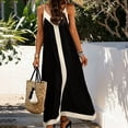 thumbnail image 2 of VBVC Women's Color Block Spaghetti Strap Maxi Dress , Ladies' V-Neck Sleeveless Summer Dress , A-Line Party Swing Dress For Women,Black,S-2XL, 2 of 8