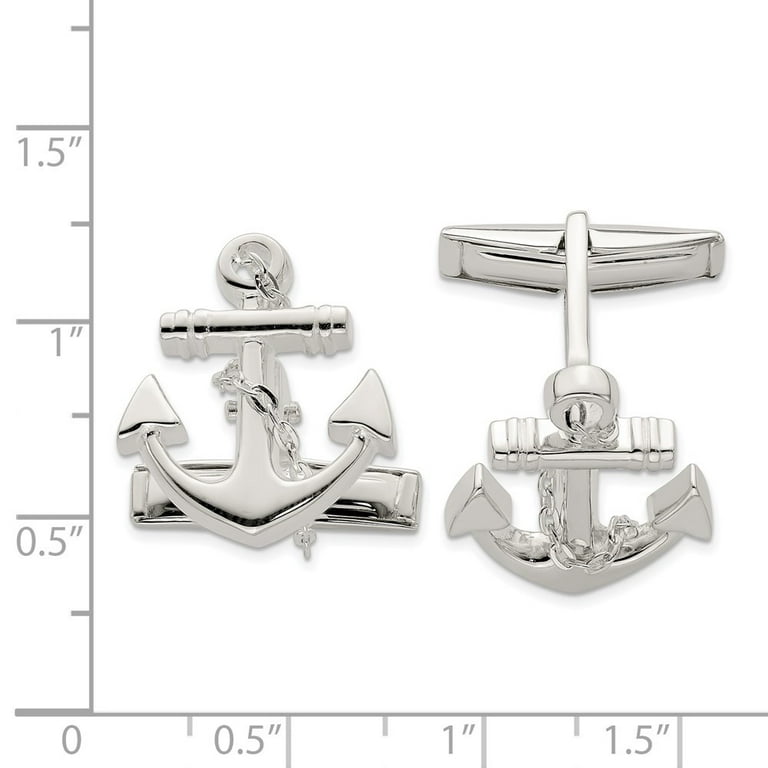 Sterling Silver Anchor With Dangle Rope Cuff Links Sterling Silver Anchor With Dangle Rope Cuff Links