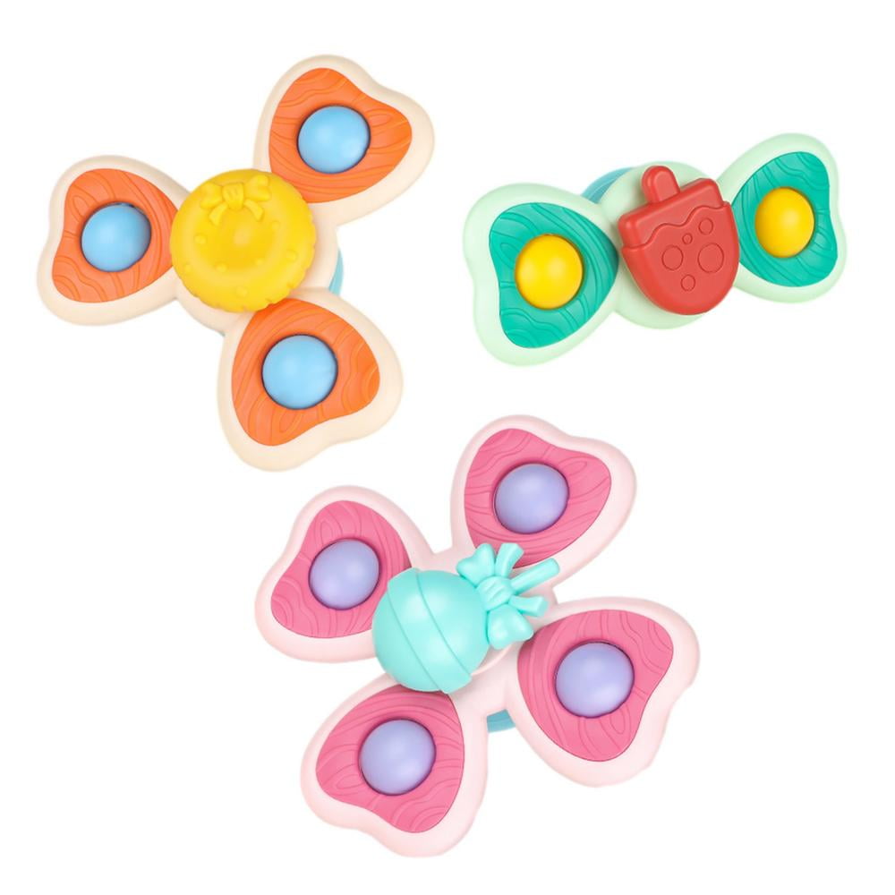 N\A 3PCS Suction Cup Spinner Toy Baby Bath Turntable Spinning Cartoon Animal Rotating Toy for Bathroom Dining Table Chairs 