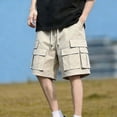 thumbnail image 6 of cllios Men's Big and Tall Cargo Shorts with Pockets Loose Fit Drawstring Waist Outdoor Short Summer Casual Shorts Beige XL, 6 of 7