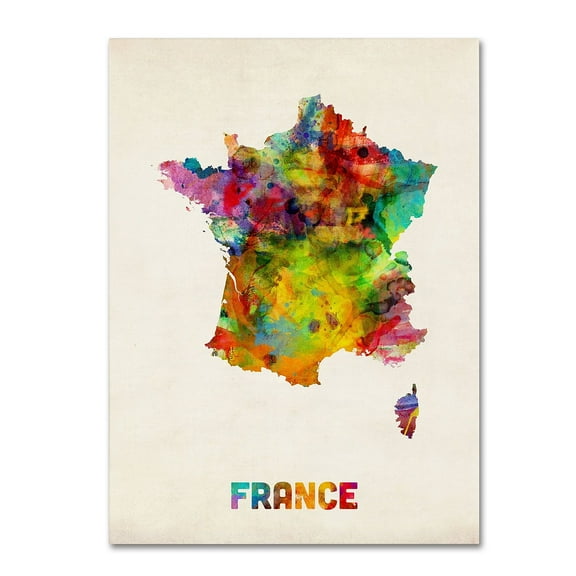 Trademark Fine Art "France Watercolor Map" Canvas Art by Michael Tompsett