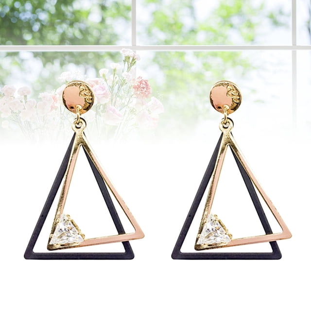 NUOLUX Pendientes Colgantes Dorados De Zirconia Con Hollow Triangle Para Mujer