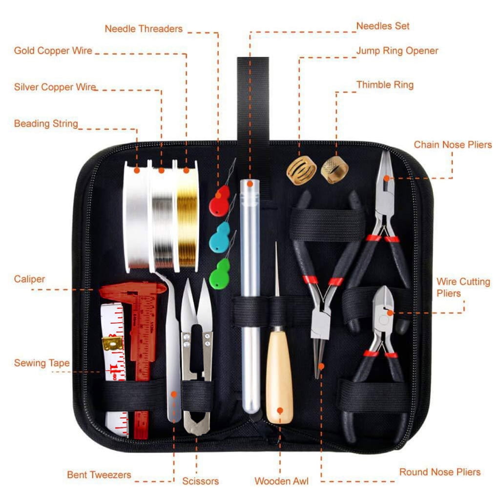 Oasiva Jewelry Making Supplies Set with Jewelry Pliers Wire Cutter Tweezer Scissor Kit DIY Crafts Necklaces Bracelets Jewellery Beading Repairing Tools