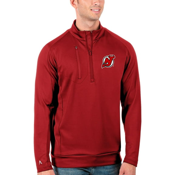 Men's Antigua Red New Jersey Devils Generation Quarter-Zip Pullover Jacket