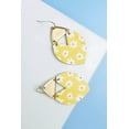 thumbnail image 2 of 2 INCHES IRREGULAR SHAPED COLORFUL FLOWER PATTERN WOOD  HOOK EARRINGS, 2 of 13