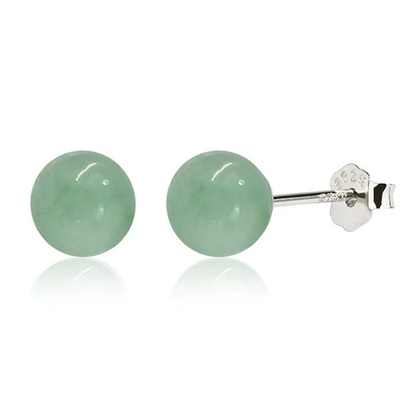 DESIGNICE Jade Stud Earrings, 8mm Green Jade Earrings for Women, Sterling Silver Earrings Studs for Sensitive Ears, Jade Jewelry for Women & Men, Handmade Earrings Gift for Birthday Anniversary