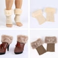 thumbnail image 4 of SPRING PARK Women Soft Solid Color Faux Fur Crochet Knit Leg Warmers Cuffs Toppers Winter Footless Ankle Boot Socks, 4 of 7