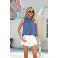 thumbnail image 6 of Womens Ruffle Neck Tank Tops Shirred Frill Dot Sleeveless Blouse Shirts Fancy blue S, 6 of 9