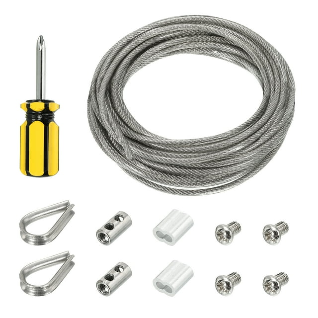 Unique Bargains 1/8' Wire Rope Kit, PVC Coated Stainless Steel Cable, 20ft