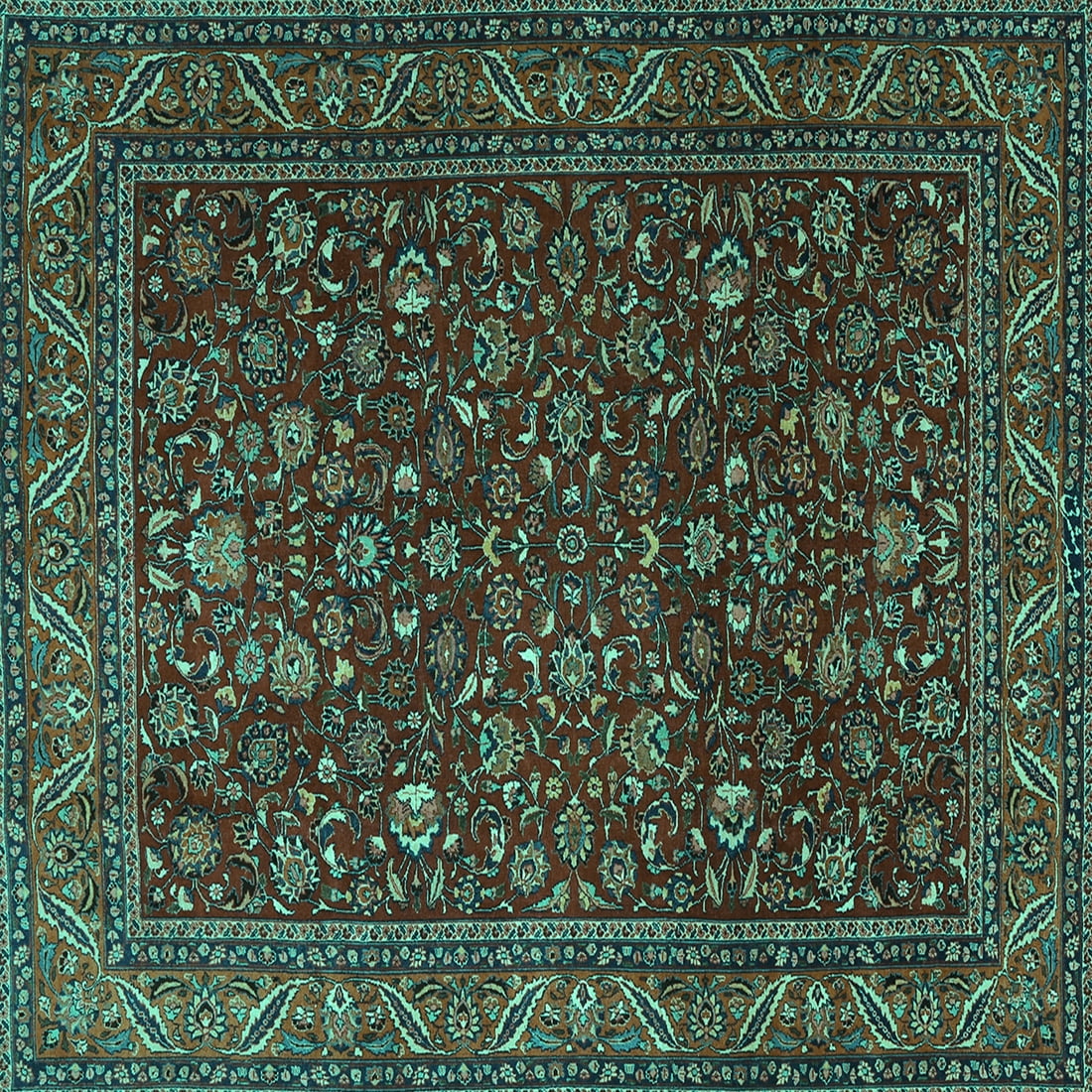 Ahgly Company Indoor Square Persian Turquoise Blue Traditional Area ...