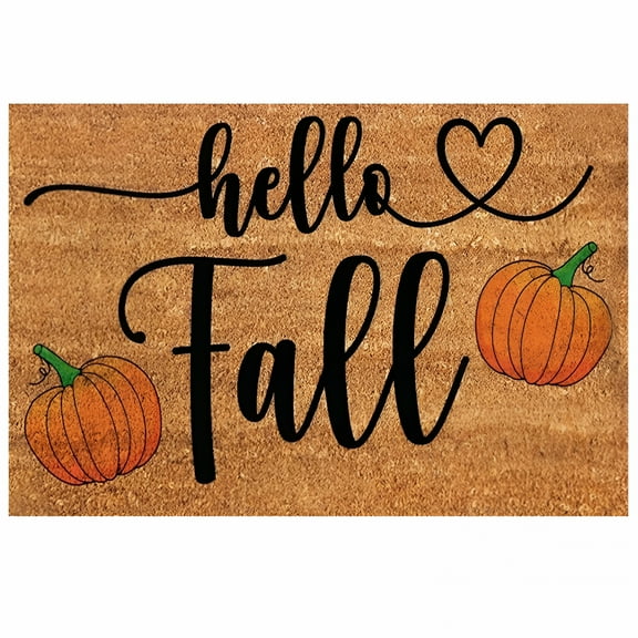 DERONA Door Mats for Outdoor - Happy Fall Door Mat, Fall Leaves Pumpkin Theme Doormat for Front Door, Indoor Outdoor Rug for Home Kitchen Floor, Fall Door Mats for Outside Entry