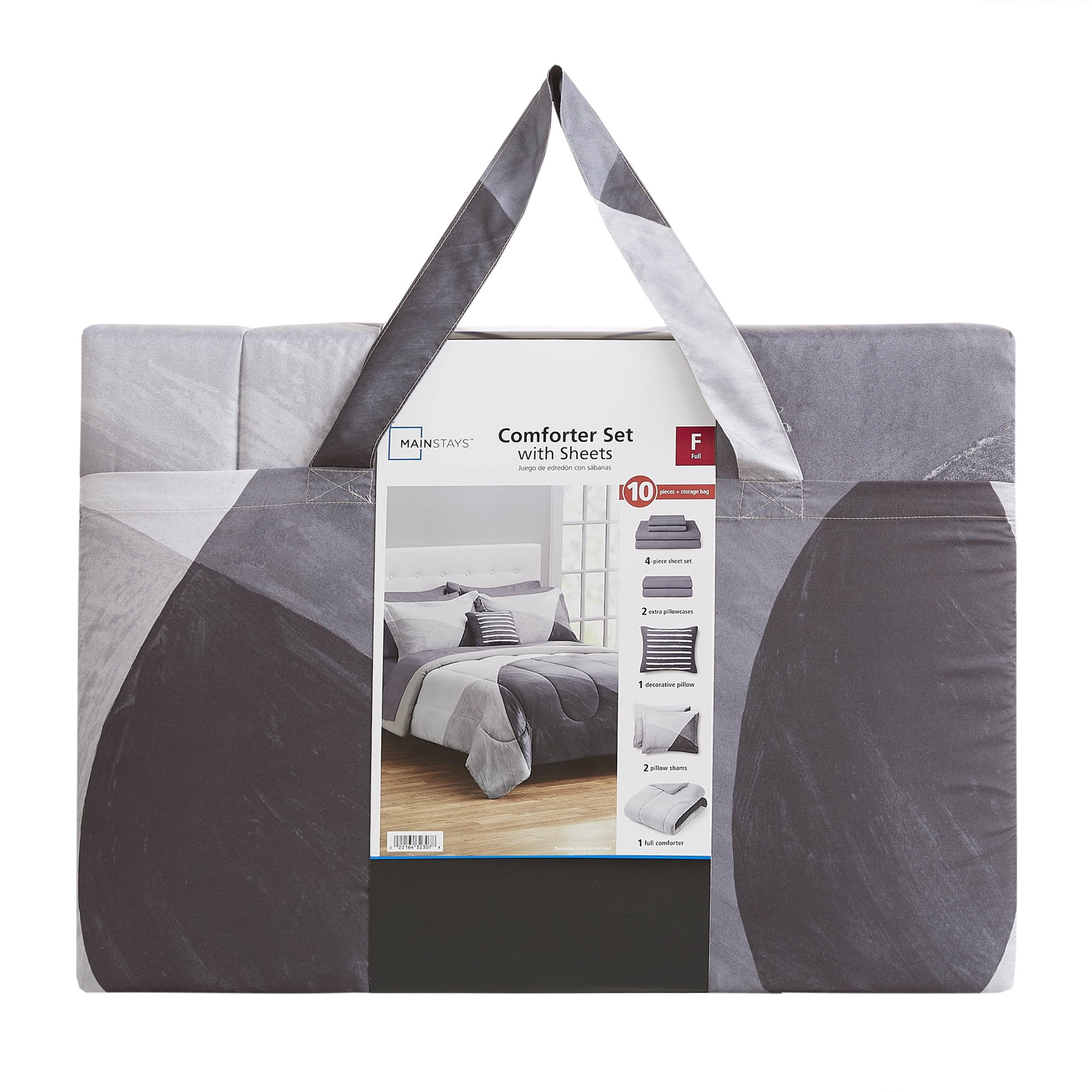 Mainstays 10 Piece Grey Color Block Bed in a Bag Comforter Set with Sheets, Full  (图4) Mainstays 10 Piece Grey Color Block Bed in a Bag Comforter Set with Sheets, Full  (图4)