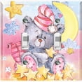 thumbnail image 1 of Metal Light Switch Wall Plate Outlet Cover (Sea Snail Starfish Pastel Glitter Reef Bubbles - Double Toggle), 1 of 2