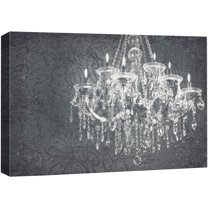 wall26 Canvas Print Wall Art Crystal Chandelier Silhouette on Floral Pattern Decorative Lights Digital Art Modern Art Chic Relax/Calm Multicolor for Living Room, Bedroom, Office - 32"x48"