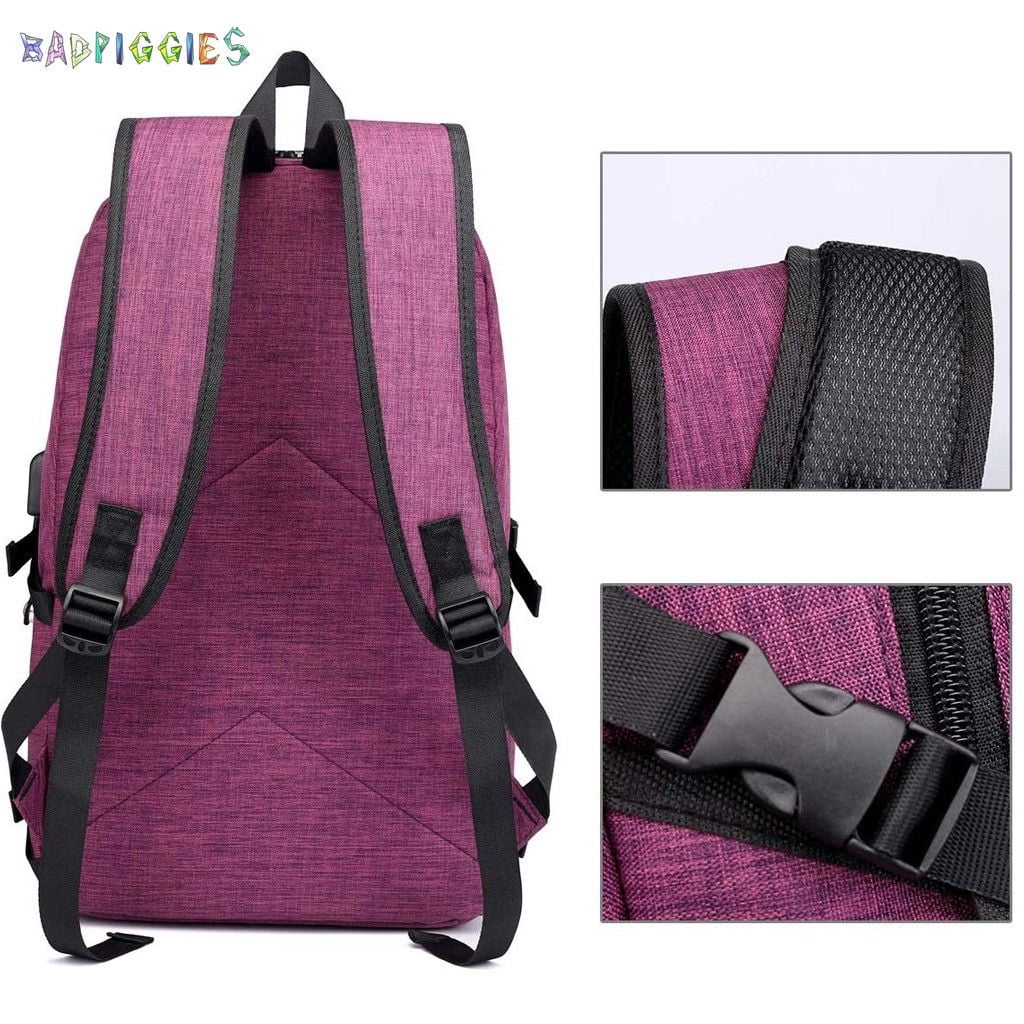 BadPiggies Travel Laptop Backpack Water Resistant Anti-Theft Bag with USB Charging Port and Lock